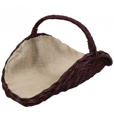 Корзина для дров плетеная овальная темная с тканью